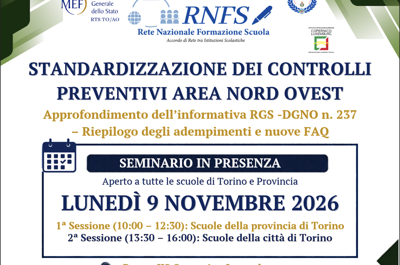 Standardizzazione dei controlli preventivi – Area Nord Ovest